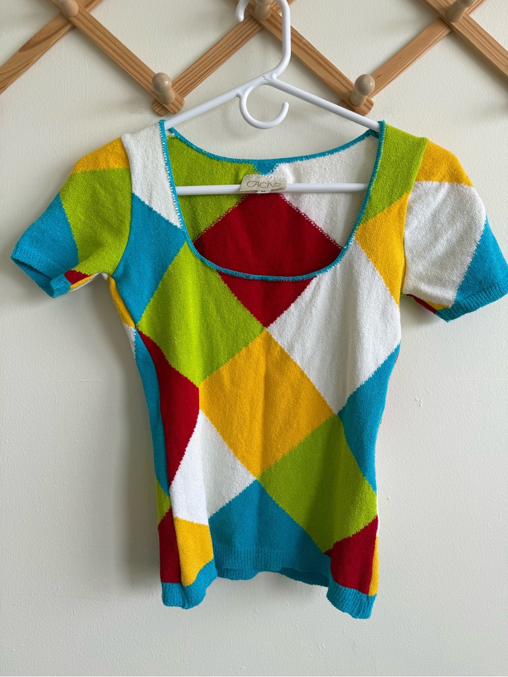 Vtg Cache made in USA Knit Colorblock Sweater Top